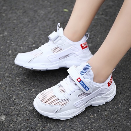 Children's White Shoes Summer New Soft Sole Boys Single-Layer Mesh Panel Casual Shoes Girls